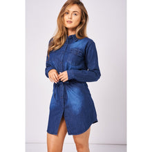 Load image into Gallery viewer, Blue Denim Shirt Dress Ex-Branded-Women - Apparel - Dresses - Casual-Sassy Dutch